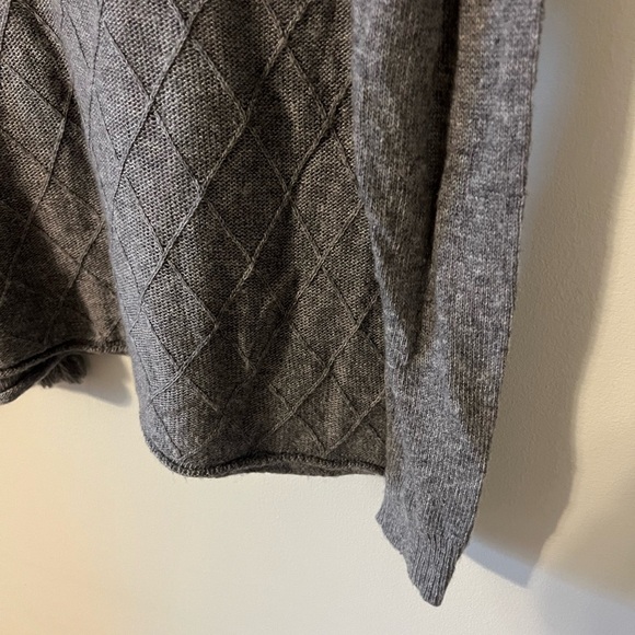 Anthropologie Moth Lace Up Diamond Weave Hooded Wool Blend Sweater Gray Small - Picture 10 of 10